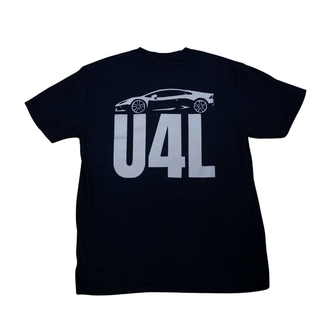 Black "U4L" Short-Sleeve T-Shirt