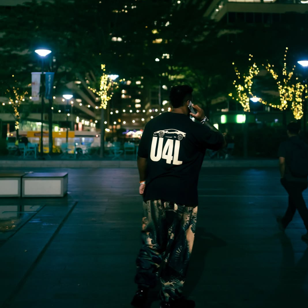 Black "U4L" Short-Sleeve T-Shirt